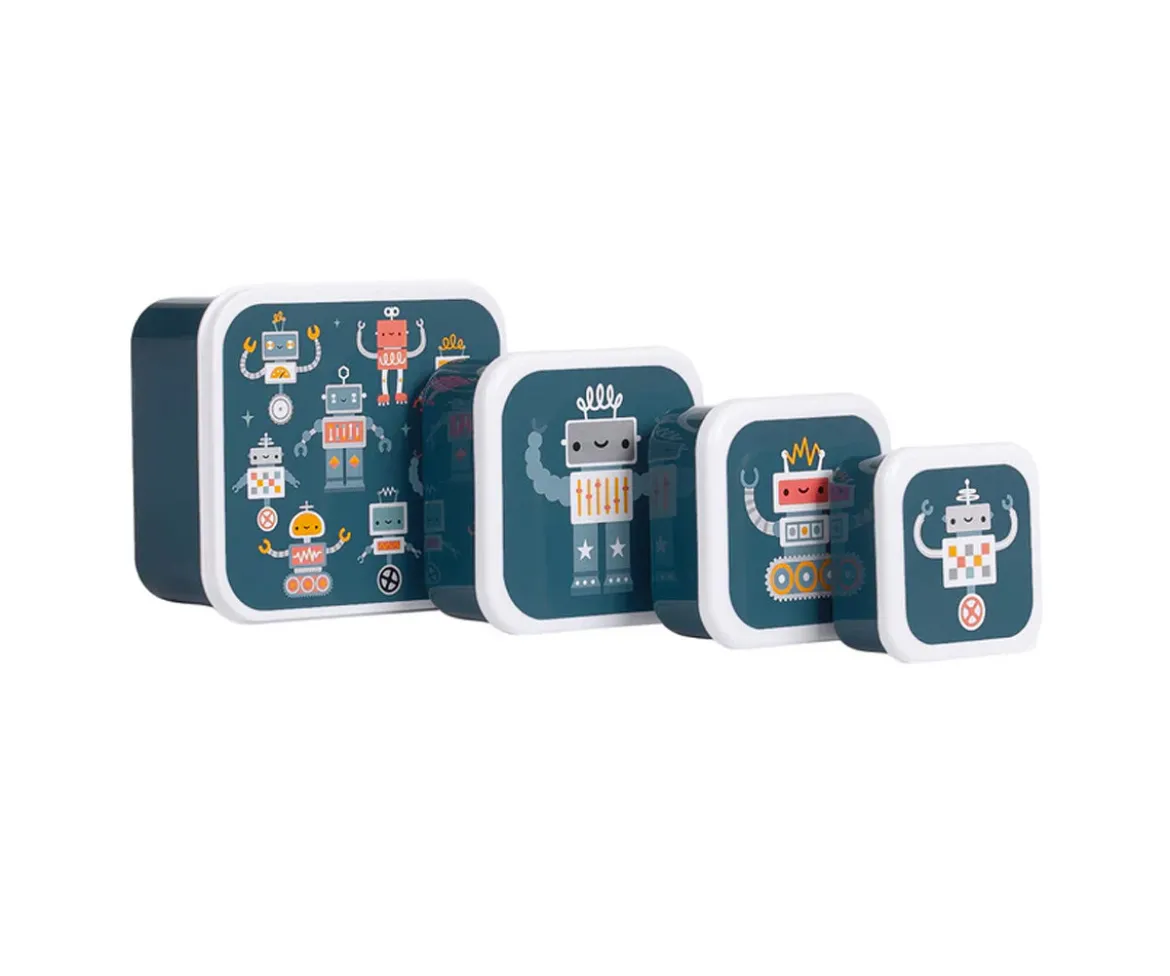 4 Cajitas Almuerzo y Snacks Robots