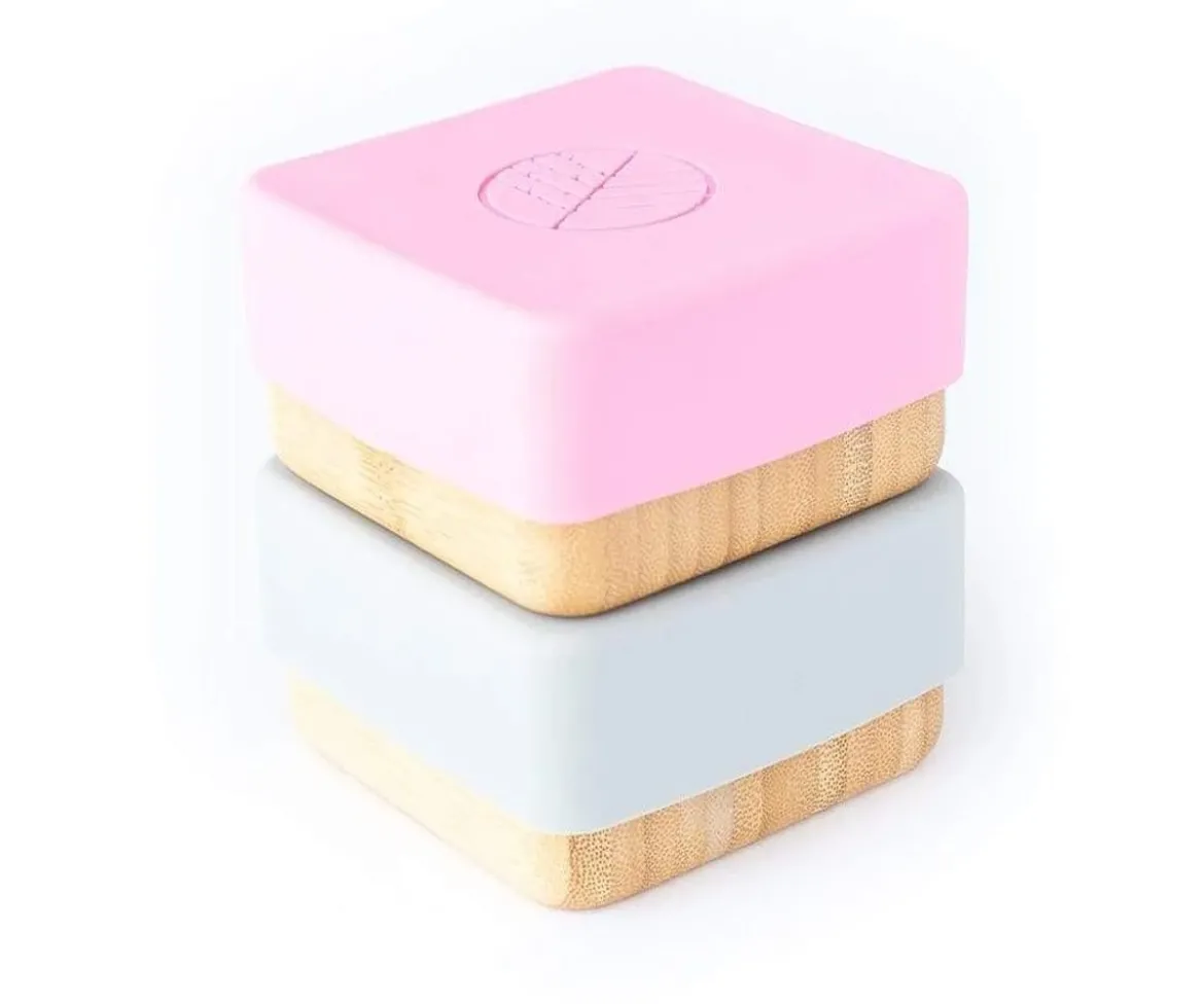 2 Cajitas para Snack de Bambú Rosa/Gris