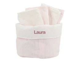Cesta con secababitas Dorset Rosa Personalizable