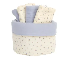 Cesta con Secababitas Flor Azul Personalizable