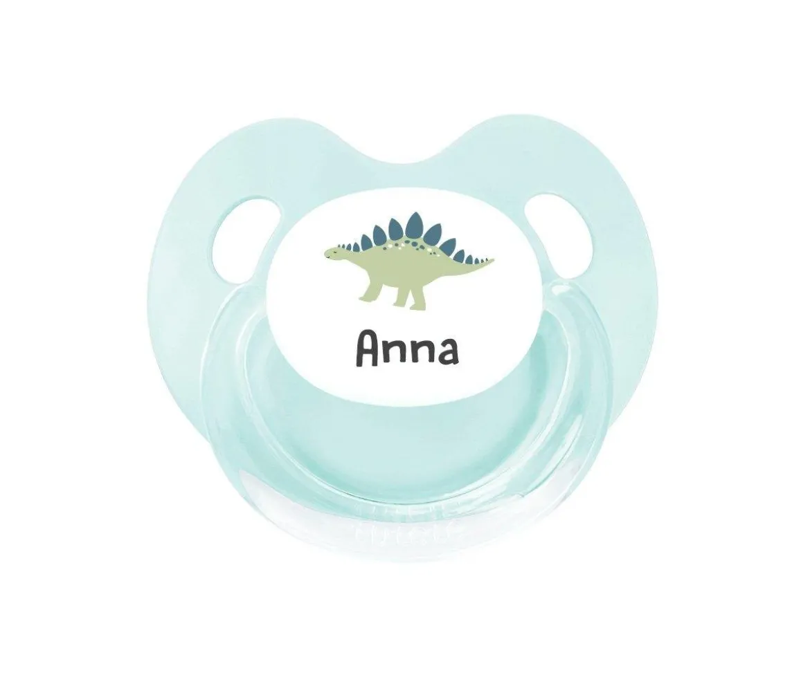Chupete Personalizado Retro Aqua Dinosaurio