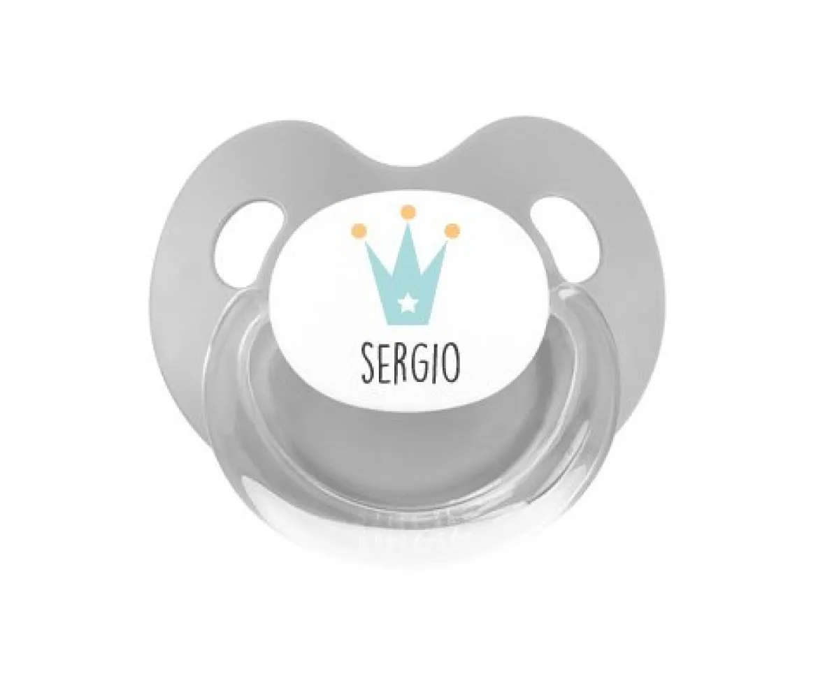 Chupete Personalizado Retro Gris Corona