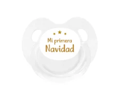 Chupete Retro Blanco Mi Primera Navidad Mostaza