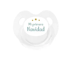 Chupete Retro Blanco Mi Primera Navidad Verde