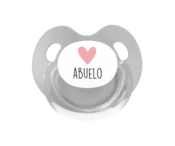 Chupete Retro Gris Corazón Abuelo