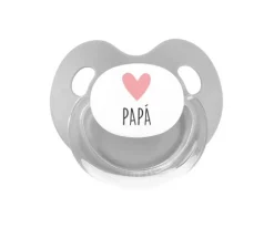 Chupete Retro Gris Corazón Papá