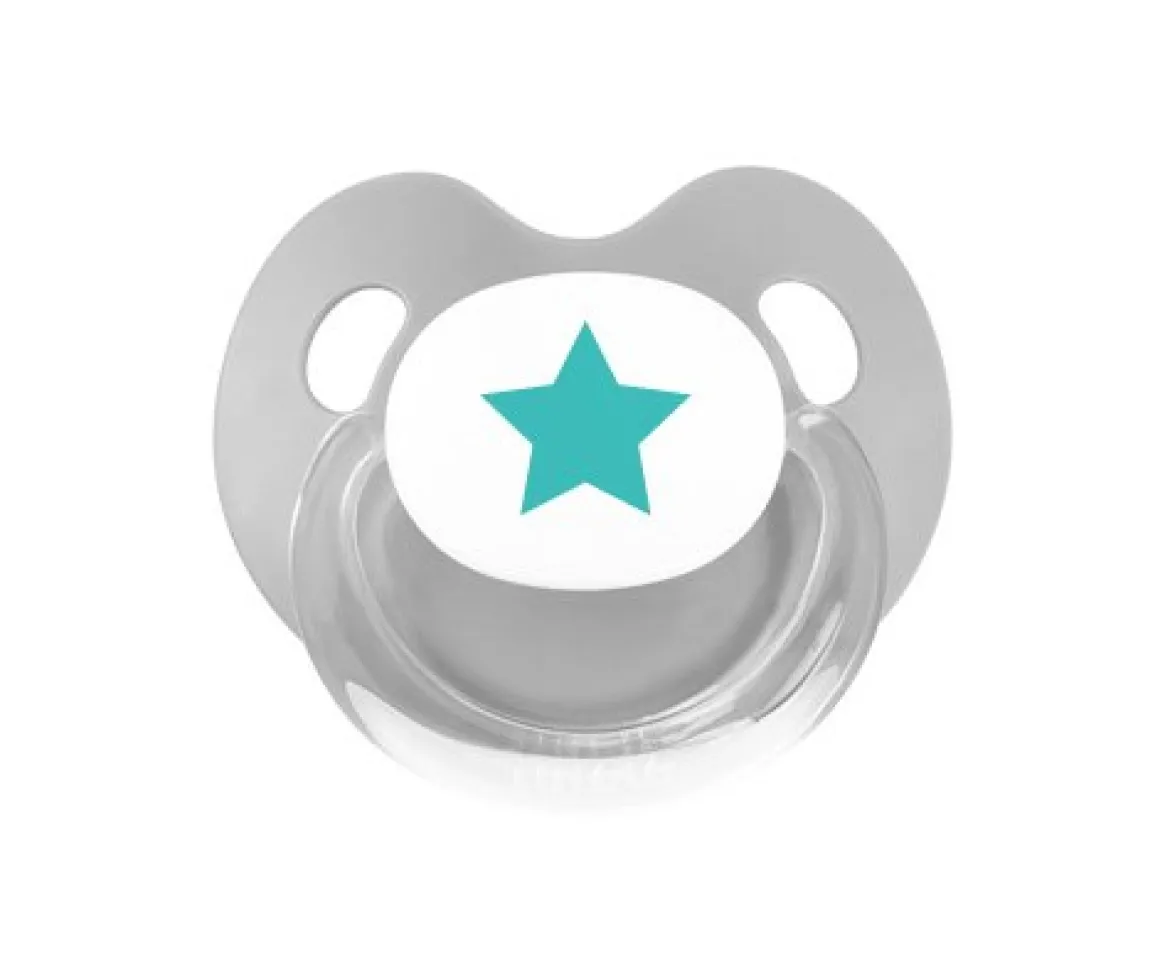 Chupete Retro Gris Estrella Verde