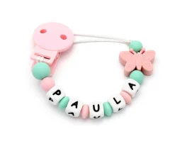 Chupetero Silicona Personalizado Mariposa Mint