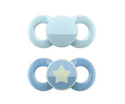 2 Chupetes Anatómicos Day & Night Azul y azul con estrella