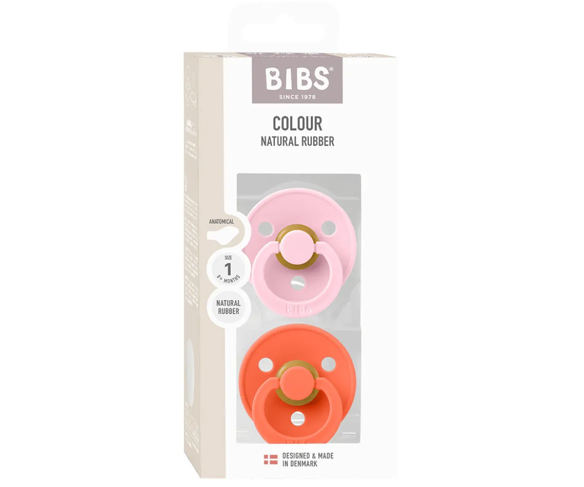 2 Chupetes BIBS Colour Anatómica Baby Pink/Tango