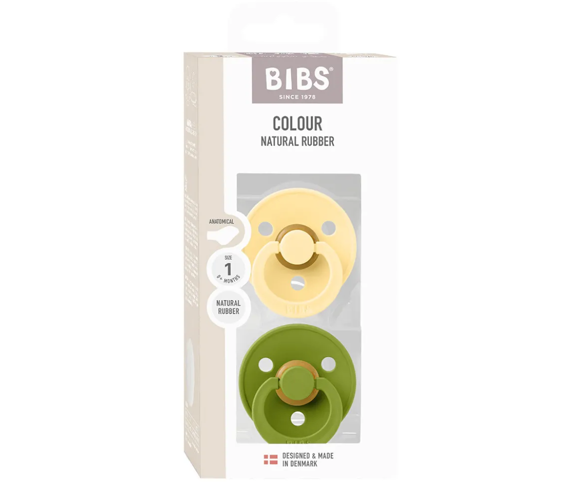 2 Chupetes BIBS Colour Anatómica Pale Butter/Wasabi
