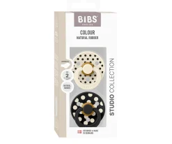 2 Chupetes BIBS Colour Anatómica Polka Ivory/Black