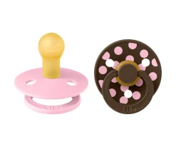 2 Chupetes BIBS Colour Round Baby Pink/Mocha
