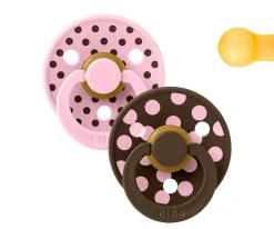2 Chupetes BIBS Colour Round Baby Pink/Mocha