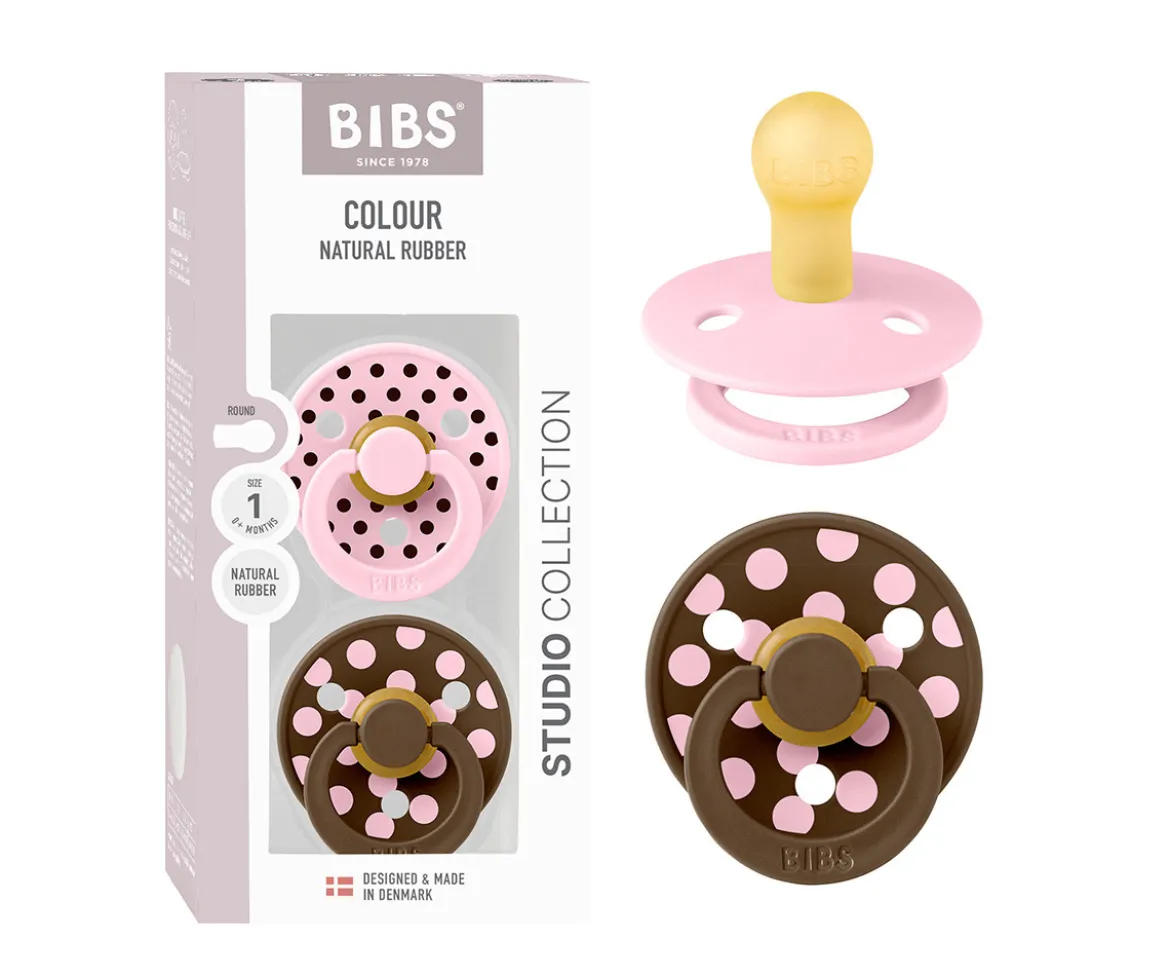 2 Chupetes BIBS Colour Round Baby Pink/Mocha