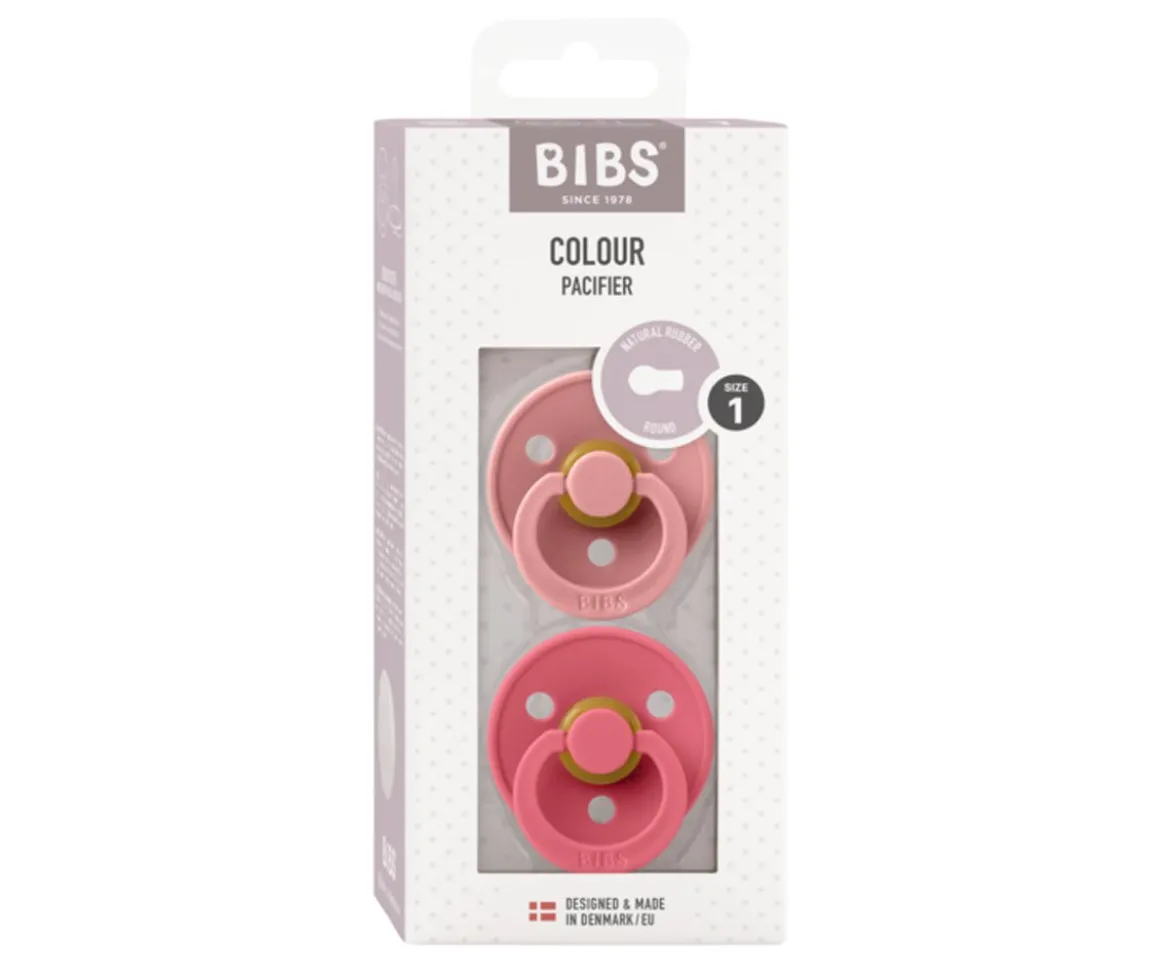 2 Chupetes BIBS Colour Round Dusty Pink/Coral