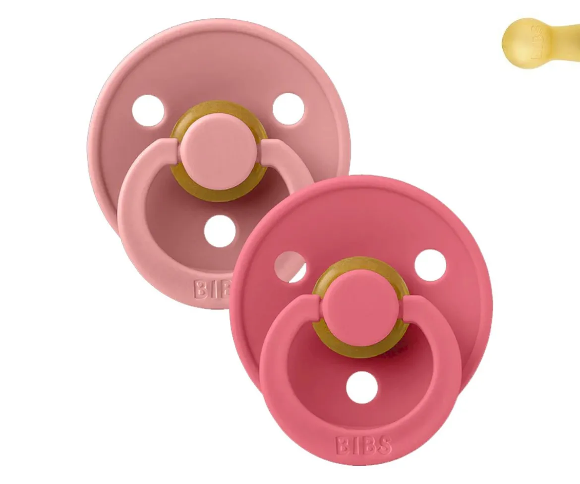 2 Chupetes BIBS Colour Round Dusty Pink/Coral