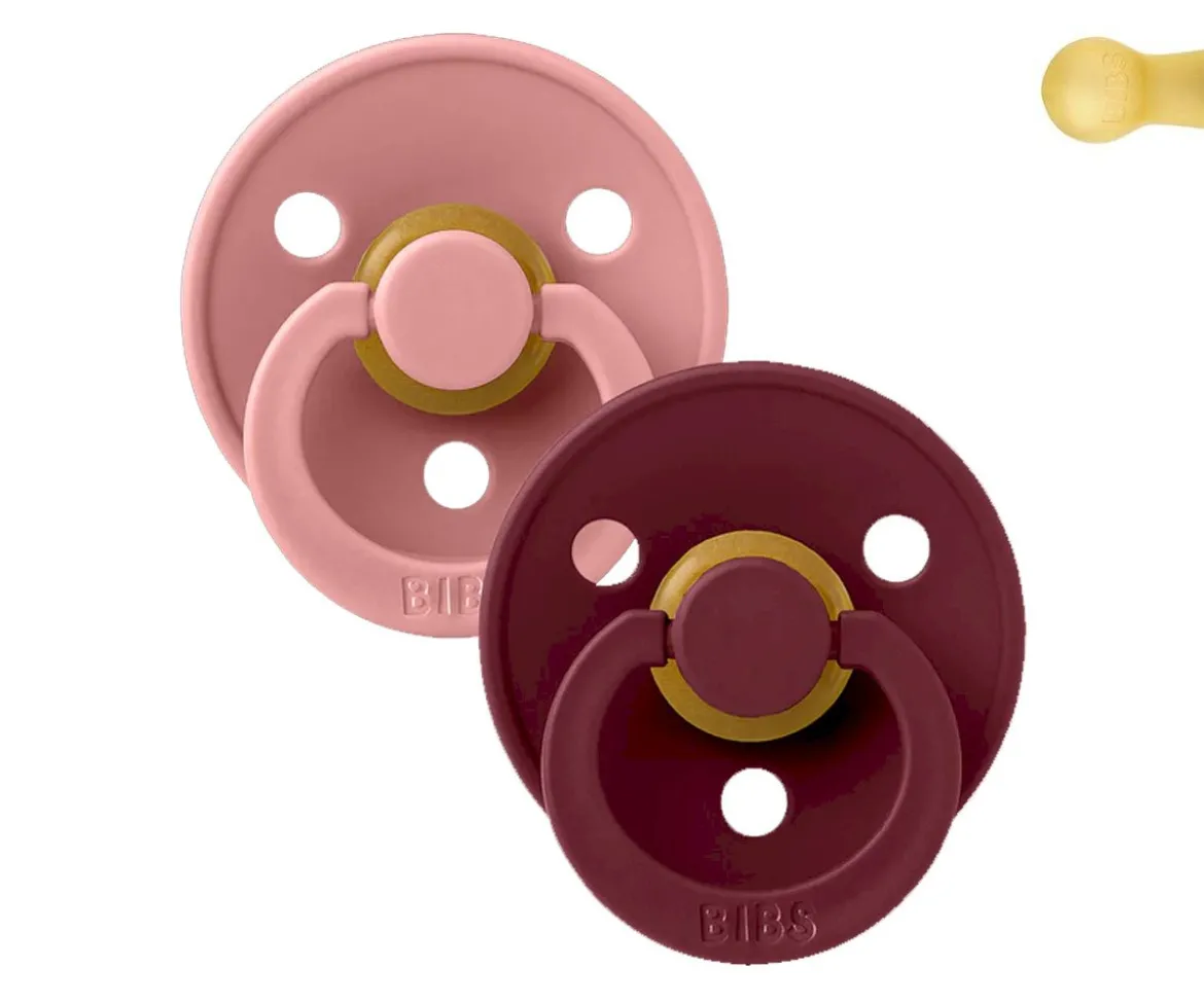 2 Chupetes BIBS Colour Round Dusty Pink/Elderberry