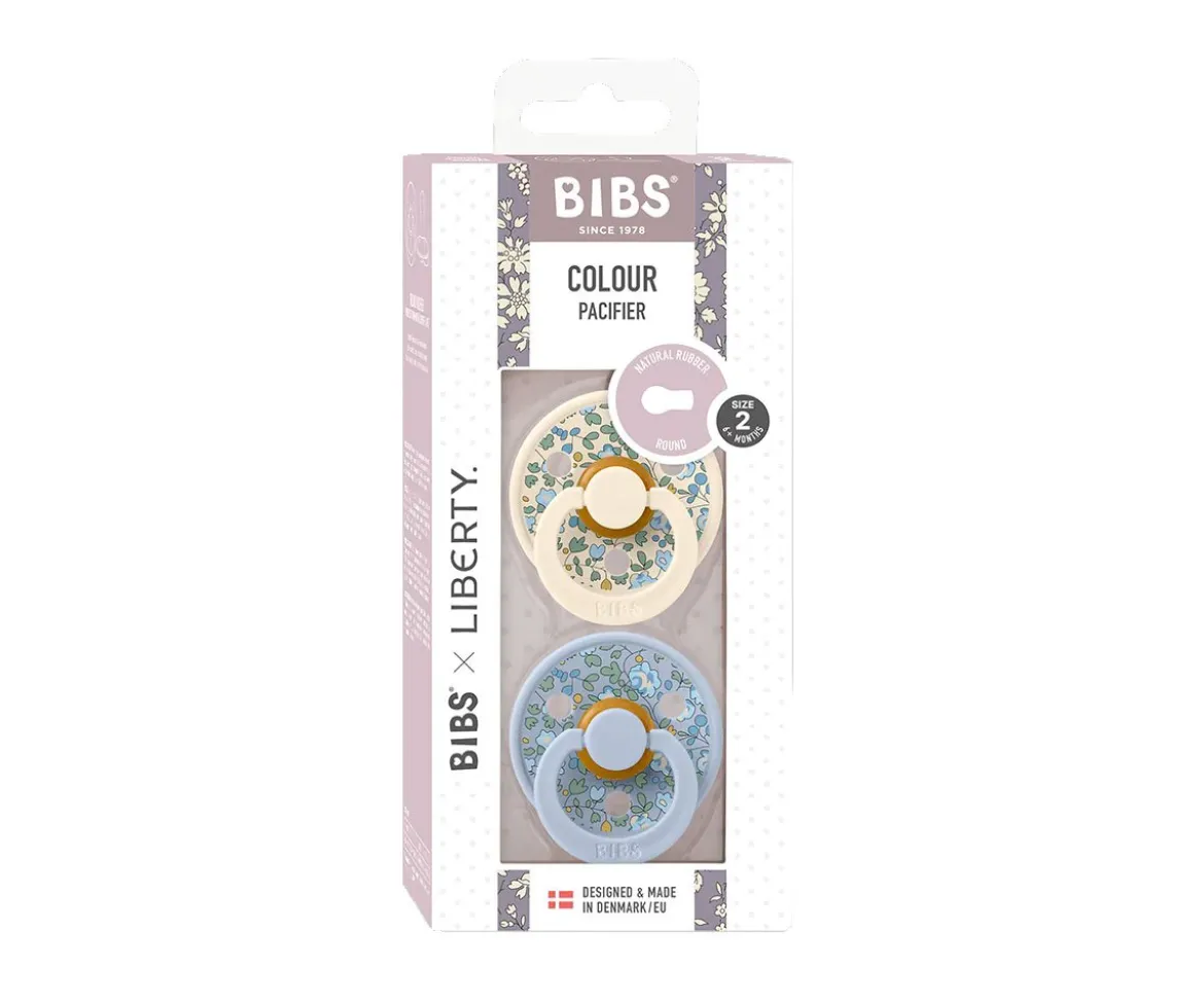 2 Chupetes BIBS Colour Round Liberty Eloise Dusty Blue Mix