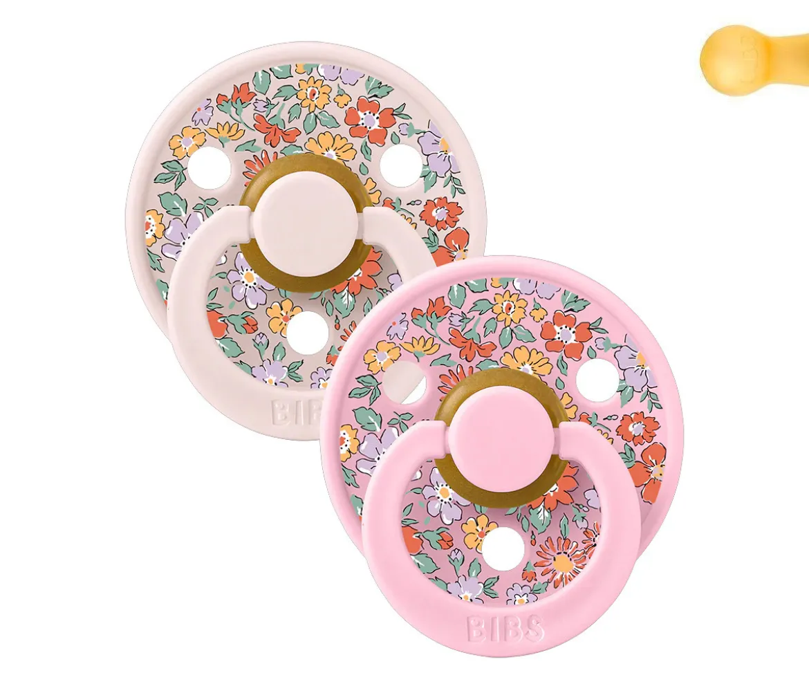 2 Chupetes BIBS Colour Round Liberty Oscar Meadow Petal Mix