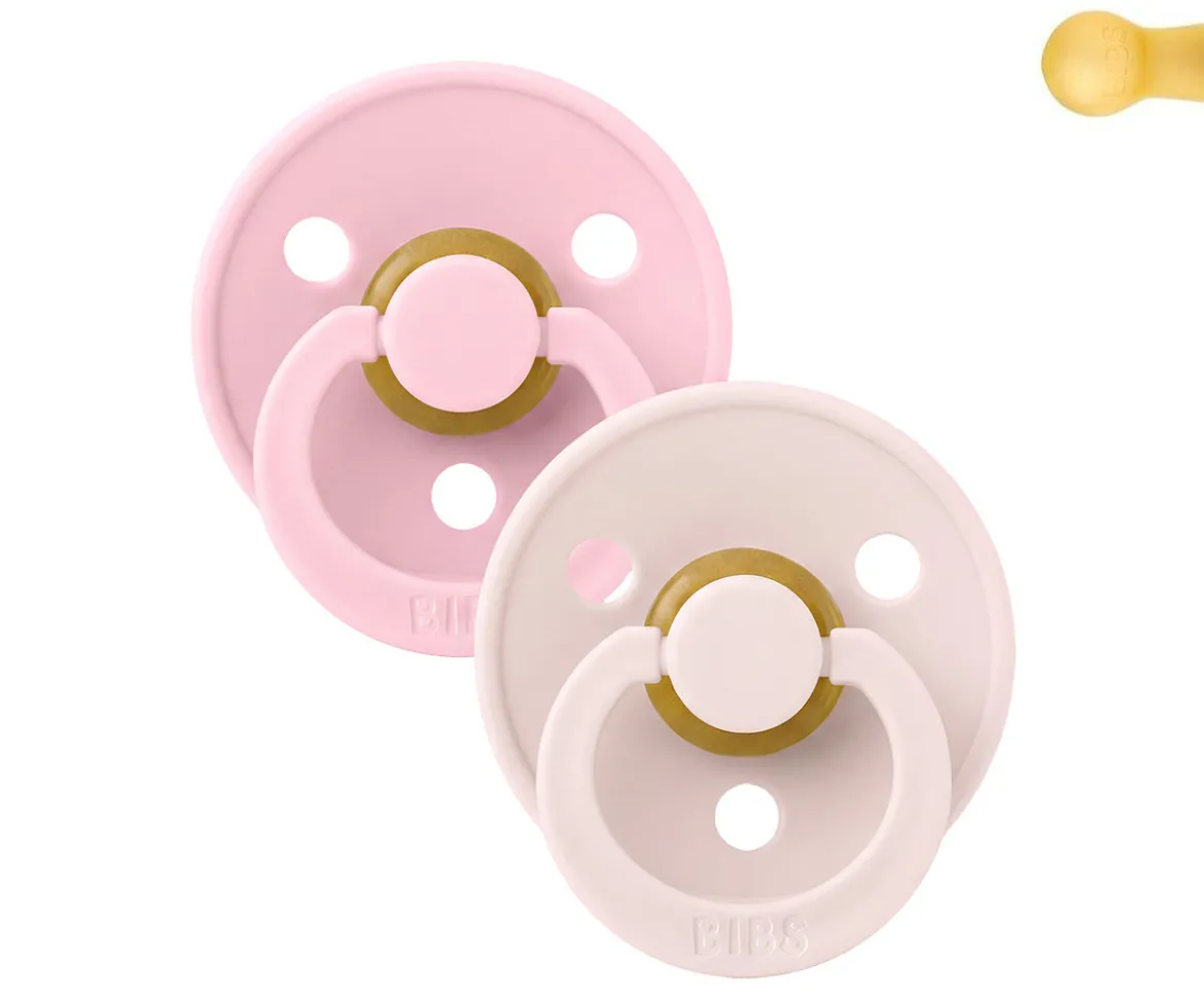 2 Chupetes BIBS Colour Round Petal/Baby Pink