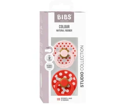 2 Chupetes BIBS Colour Round Polka Blossom/Candy Apple