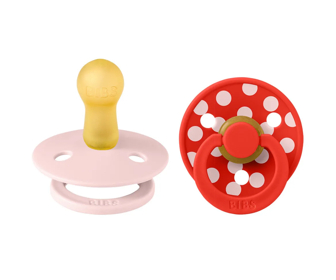2 Chupetes BIBS Colour Round Polka Blossom/Candy Apple