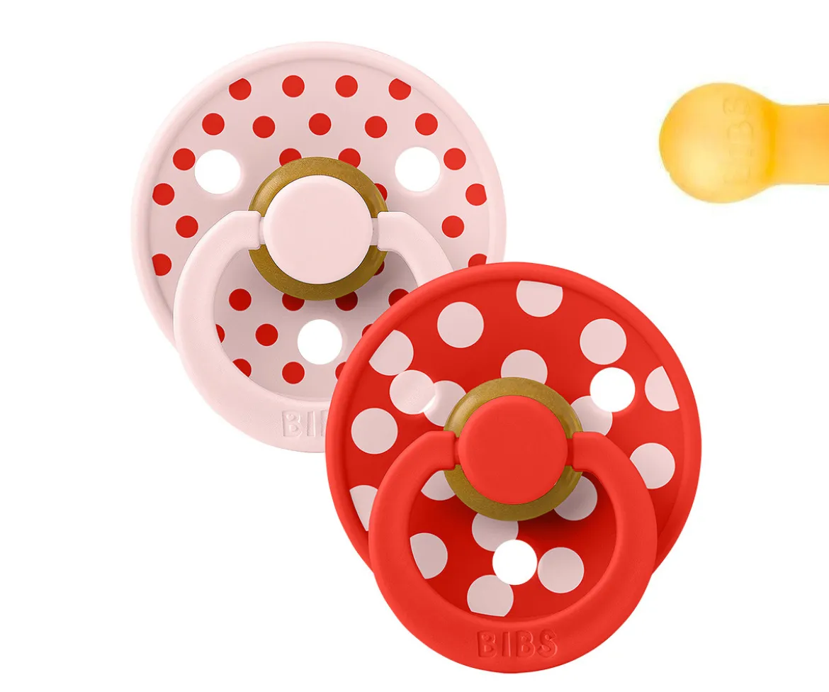 2 Chupetes BIBS Colour Round Polka Blossom/Candy Apple