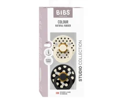 2 Chupetes BIBS Colour Round Polka Ivory/Black