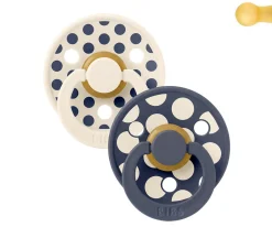 2 Chupetes BIBS Colour Round Polka Ivory/Deep Space
