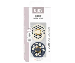 2 Chupetes BIBS Colour Round Polka Ivory/Deep Space