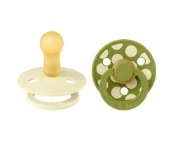2 Chupetes BIBS Colour Round Polka Luna/Wasabi