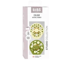 2 Chupetes BIBS Colour Round Polka Luna/Wasabi