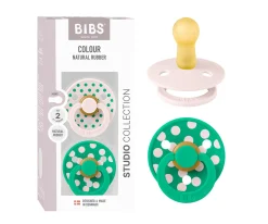 2 Chupetes BIBS Colour Round Polka Petal/Cactus