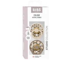 2 Chupetes BIBS Colour Round Polka Vanilla/Dark Oak