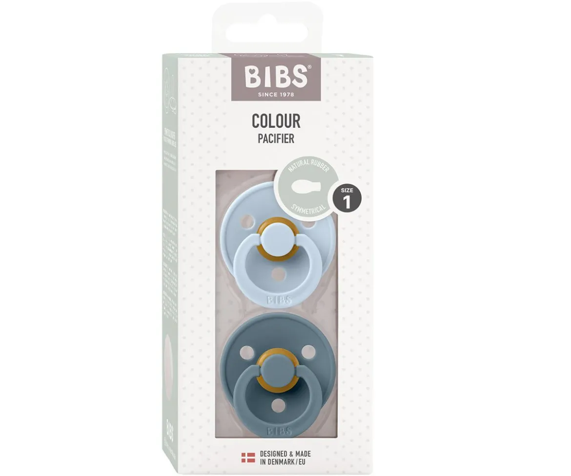 2 Chupetes BIBS Colour Simétrica Baby Blue/Petrol
