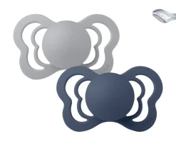 2 Chupetes BIBS Couture Cloud/Steel Blue Silicona