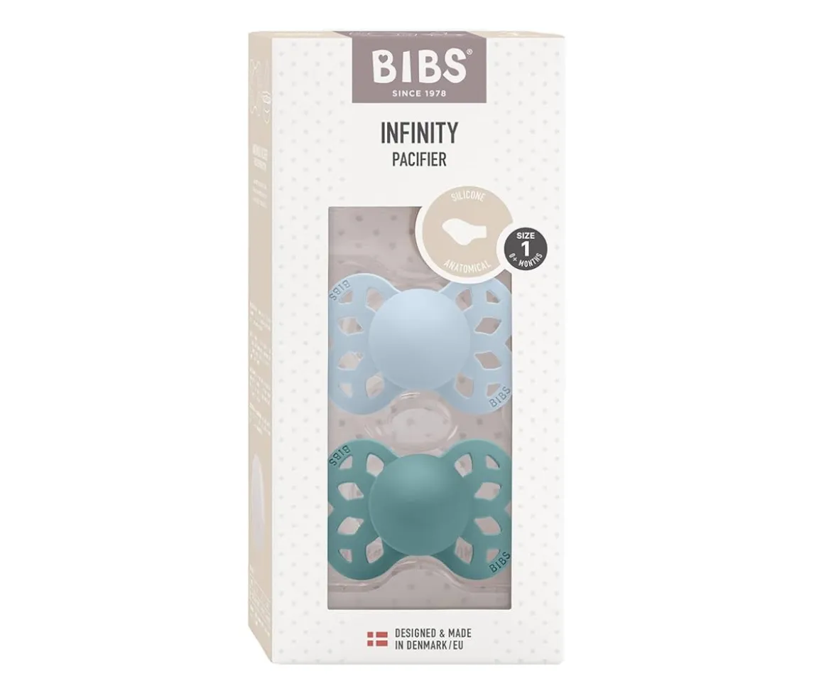 2 Chupetes BIBS Infinity Anatómica Baby Blue/Island Sea
