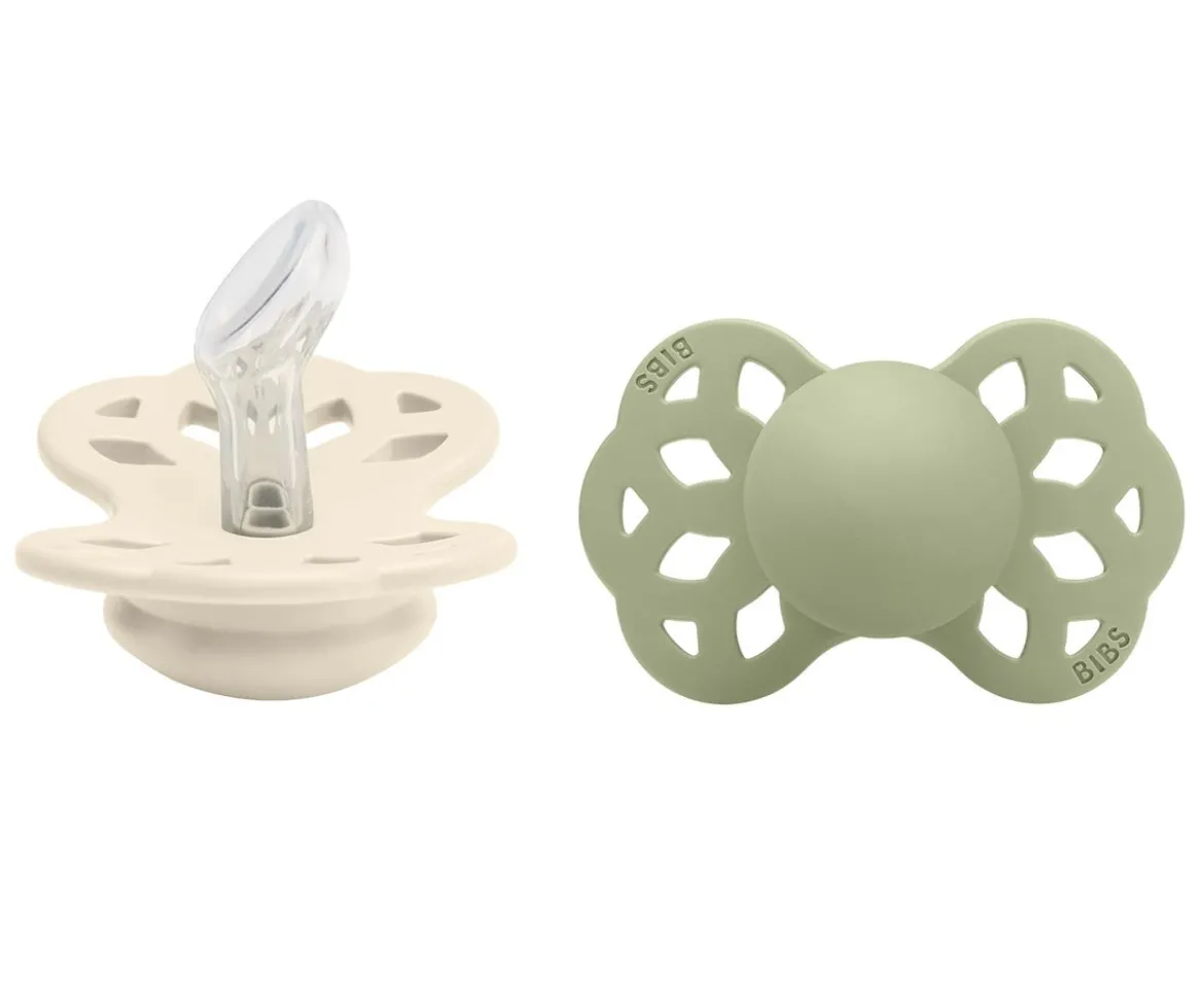 2 Chupetes BIBS Infinity Anatómica Ivory/Sage