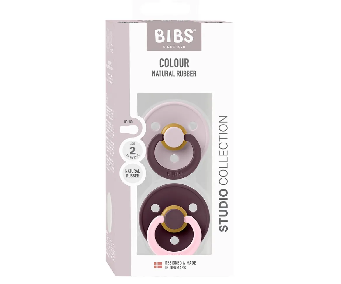 2 Chupetes BIBS Studio Colour Fusion Round Dusky Lilac Plum Mix