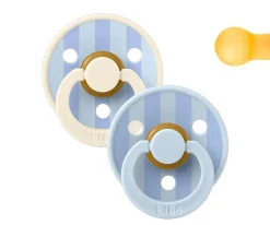 2 Chupetes BIBS Studio Colour Round Block Baby Blue Dusty Blue Mix