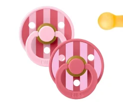 2 Chupetes BIBS Studio Colour Round Block Baby Pink Coral Mix