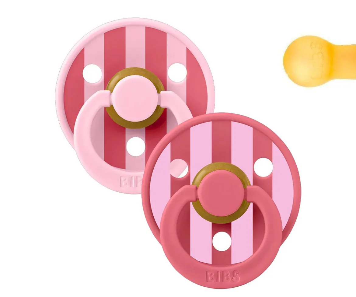 2 Chupetes BIBS Studio Colour Round Block Baby Pink Coral Mix