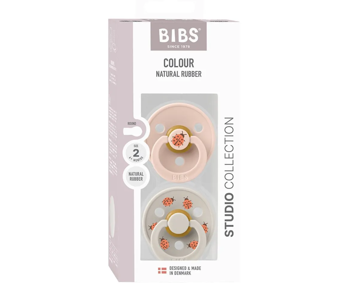 2 Chupetes BIBS Studio Colour Round Ladybug Blush Mix