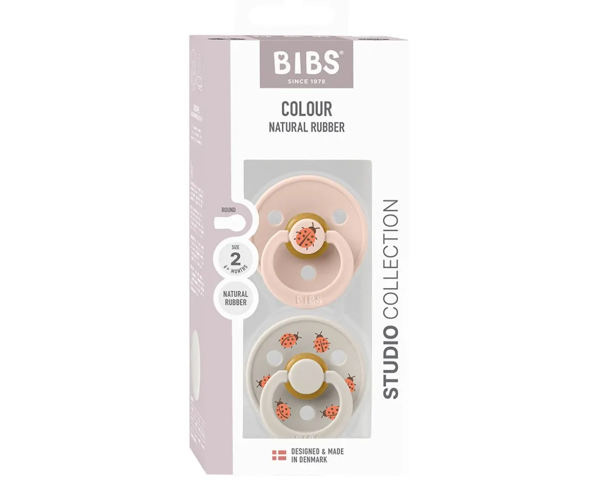 2 Chupetes BIBS Studio Colour Round Ladybug Blush Mix
