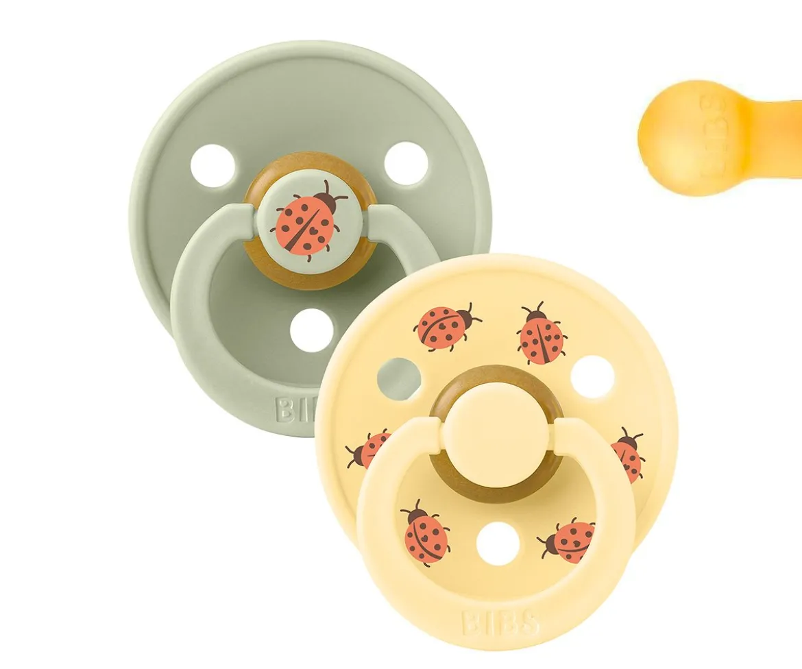 2 Chupetes BIBS Studio Colour Round Ladybug Sage Mix