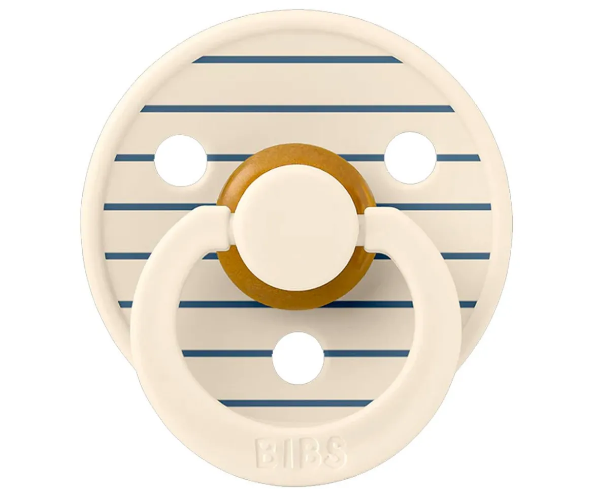 2 Chupetes BIBS Studio Colour Round Pin Ivory Steel Blue Mix