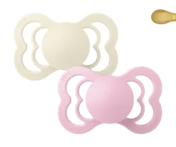 2 Chupetes BIBS Supreme Ivory/Baby Pink Látex