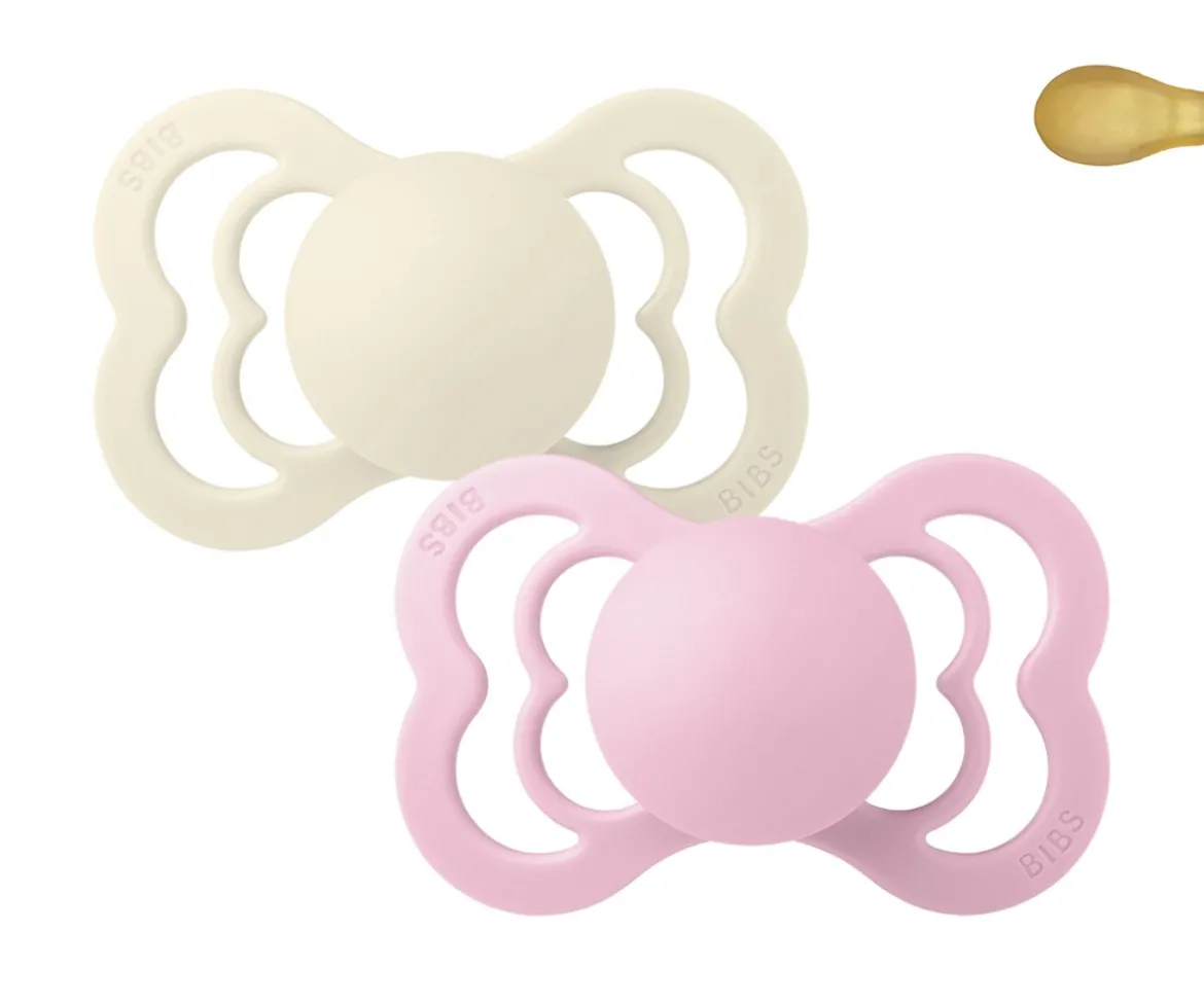 2 Chupetes BIBS Supreme Ivory/Baby Pink Látex