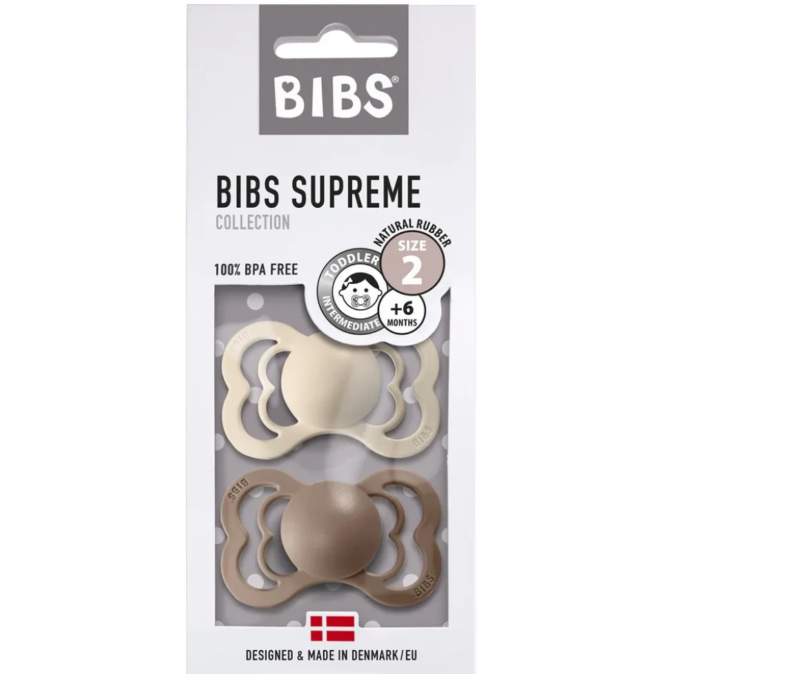 2 Chupetes BIBS Supreme Vanilla/Dark Oak Látex